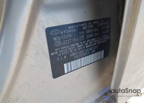 2010 Hyundai Elantra Gls z USA, uszkodzony, nr VIN KMHDU4AD1AU941557